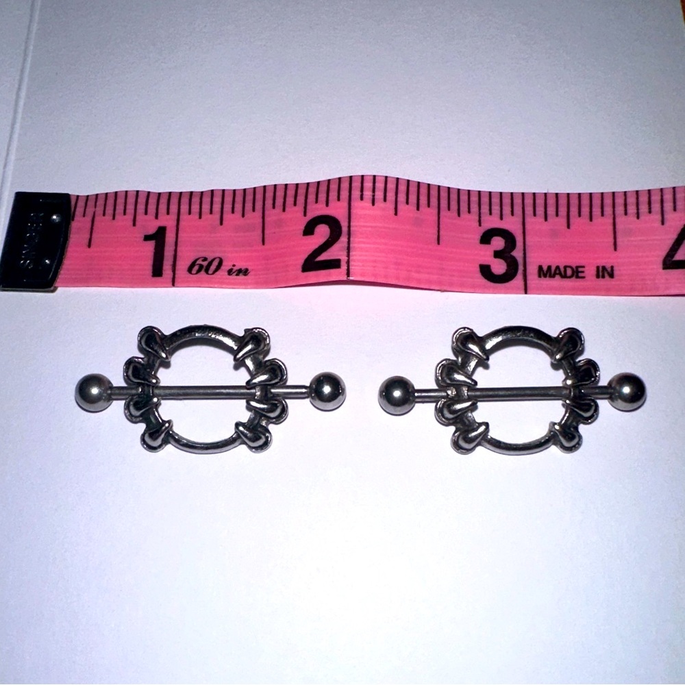 Silver Black Panther Nipple Rings